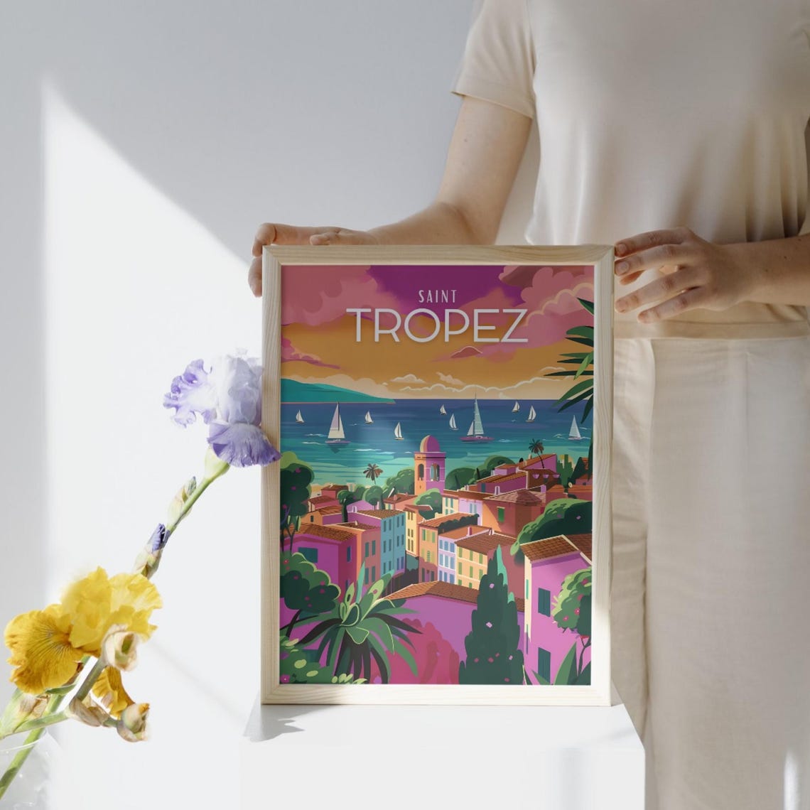 Saint Tropez Poster France Colorful French Riviera Art Print Mediterranean Coastal Wall Art Provence Travel Decor Gift For Art Lovers - Image 2