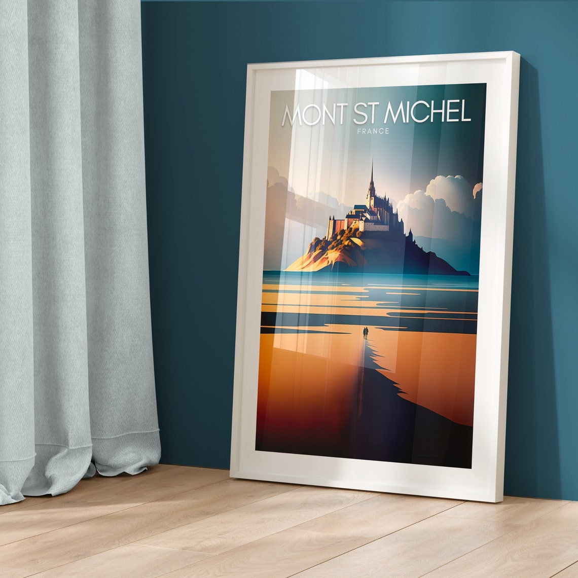 Mont Saint Michel France Abbey Sunset Glowing Tidal Flats Poster - Image 5