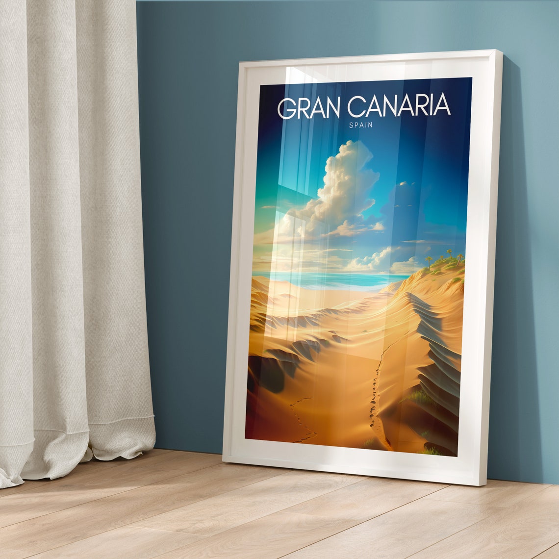 Gran Canaria Spain Poster with Golden Dunes Leading to Turquoise Sea - Image 5
