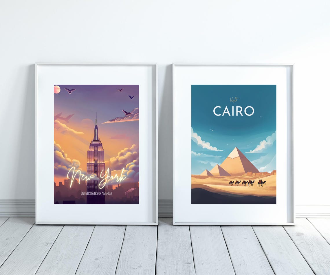 New York Empire State Building Sunset Skyline Cityscape Poster - Image 3