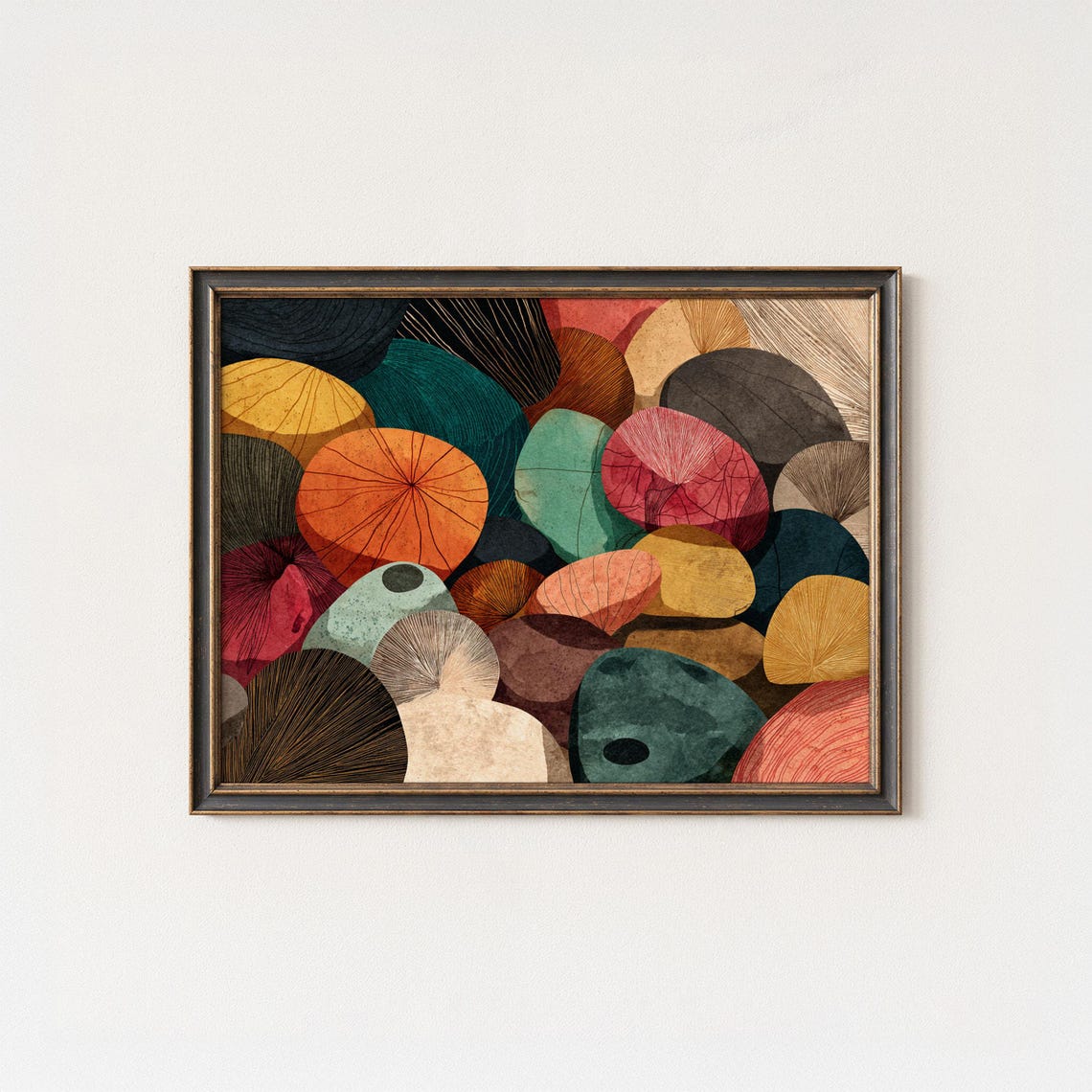 Abstract Mid Century Modern Stones Organic Shapes Retro Wall Poster