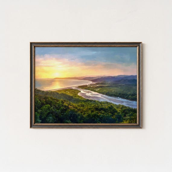 Daintree Rainforest Sunset Print Australian Tropical Coastline Oil Painting