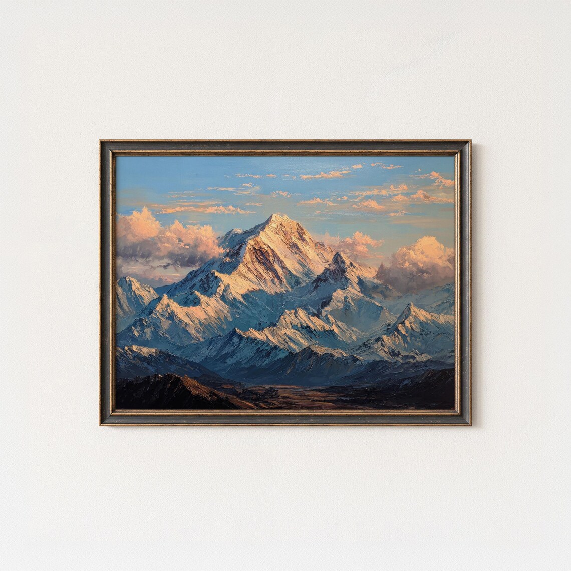 Denali National Park Snow Peaks Panorama Painting Poster Alaska