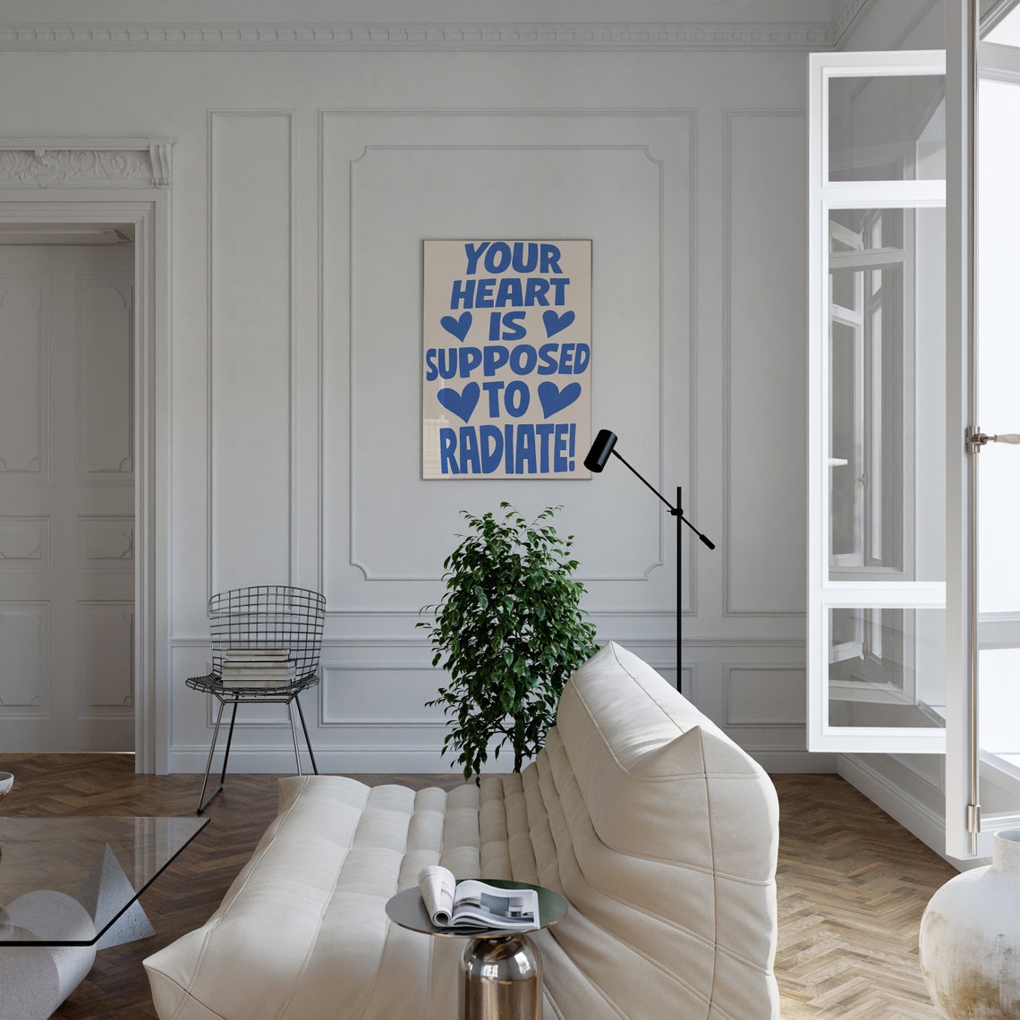 Your Heart Is Supposed To Radiate Blue Heart Typography Quote Poster - Image 2