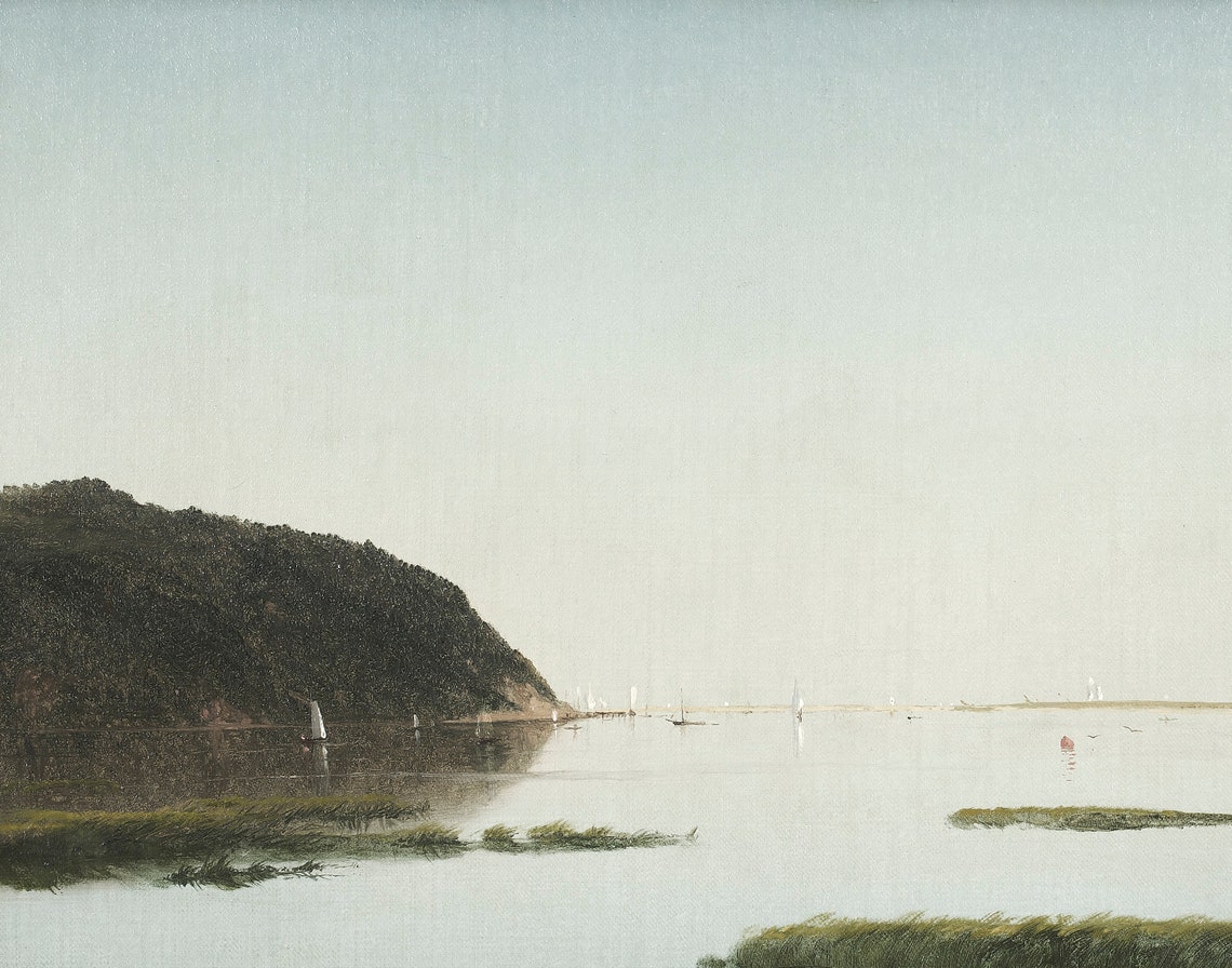 Lake House Painting Vintage Landscape Coastal Painting Coastal Wall Decor Landscape Wall Art Landscape Painting Antique Painting - Image 3