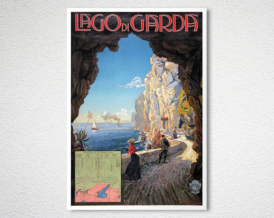 Lago di Garda 1905 Vintage Italian Lake View Through Cave Poster - Image 2