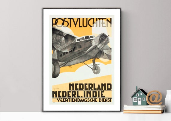 Postvluchten Nederland Nederl Indie Vintage Travel Poster Poster Paper Or Print Gift Idea Wall Decor