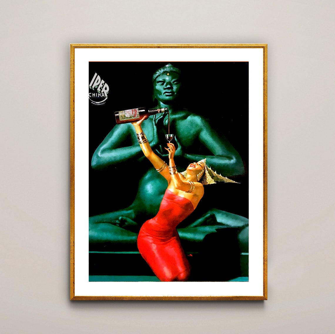 Iper China Italian Liqueur Vintage Ad Woman Buddha Advertising Poster - Image 2
