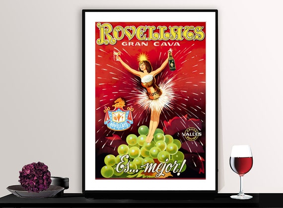 Rovellats Gran Cava Vintage Fooddrink Poster Poster Print Sticker Or Print Gift Idea Wall Decor