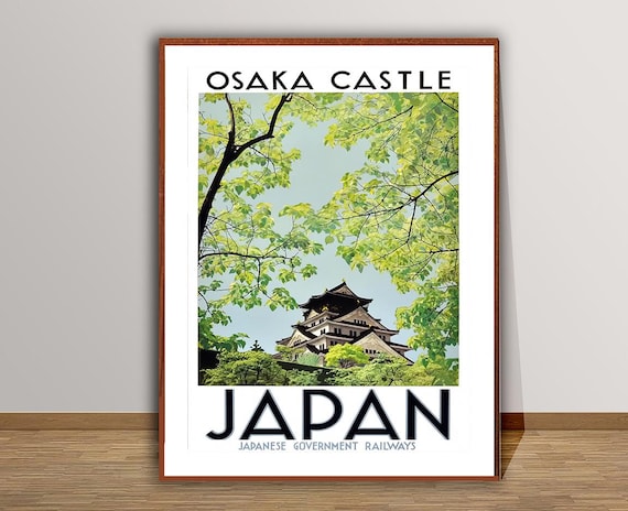 Osaka Castle Japan Vintage Travel Poster