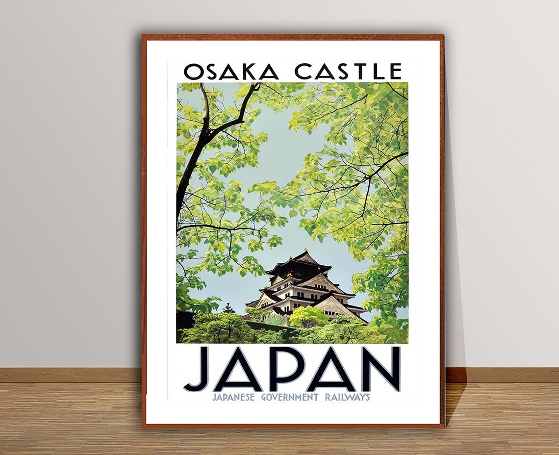Osaka Castle Japan Vintage Travel Poster