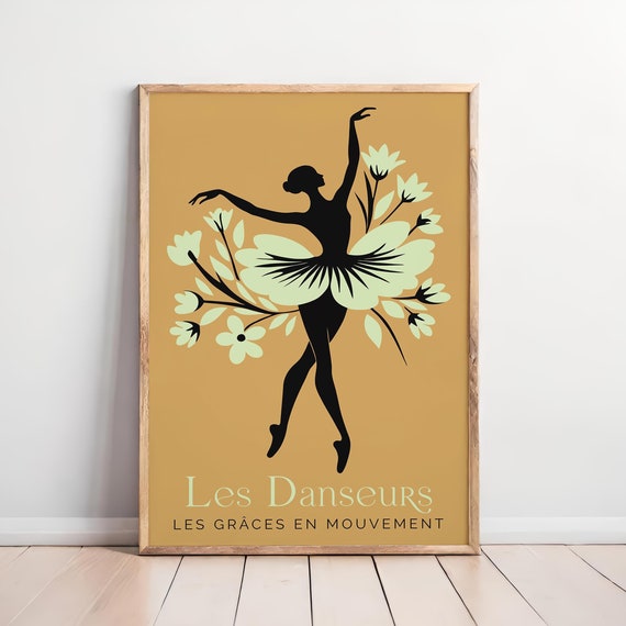 Mustard Yellow Lime Cream Ballet Poster Dance Wall Art Print Elegant Ballet Studio Decor Ballet Dance Lovers Gift Idea Modern Print