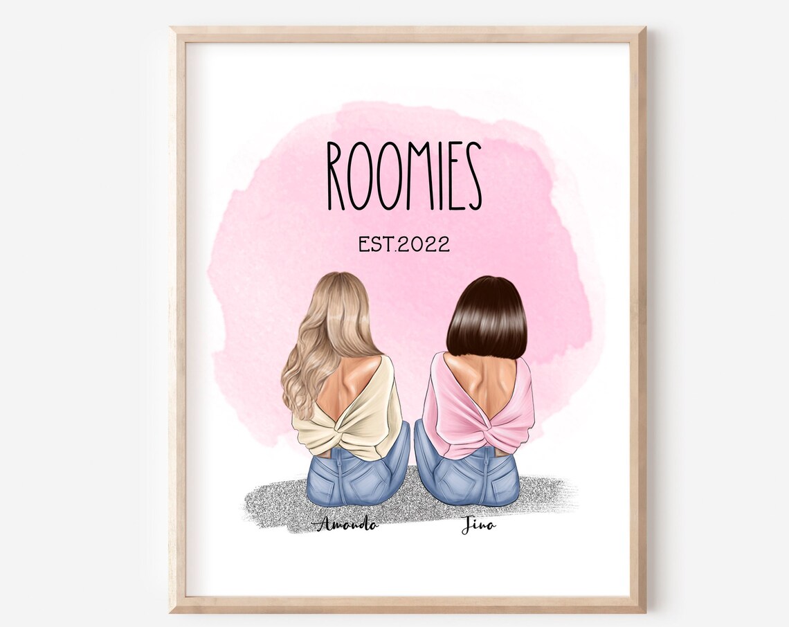 Personalized Roomies Sitting Back View Est 2022 Friends Poster