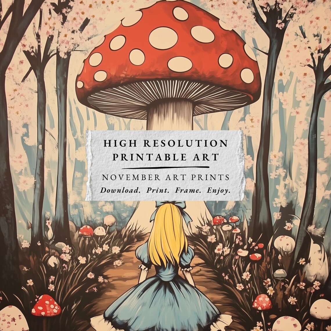 Mushroom Wonderland Vintage Fairy Tale Art Print - Image 4