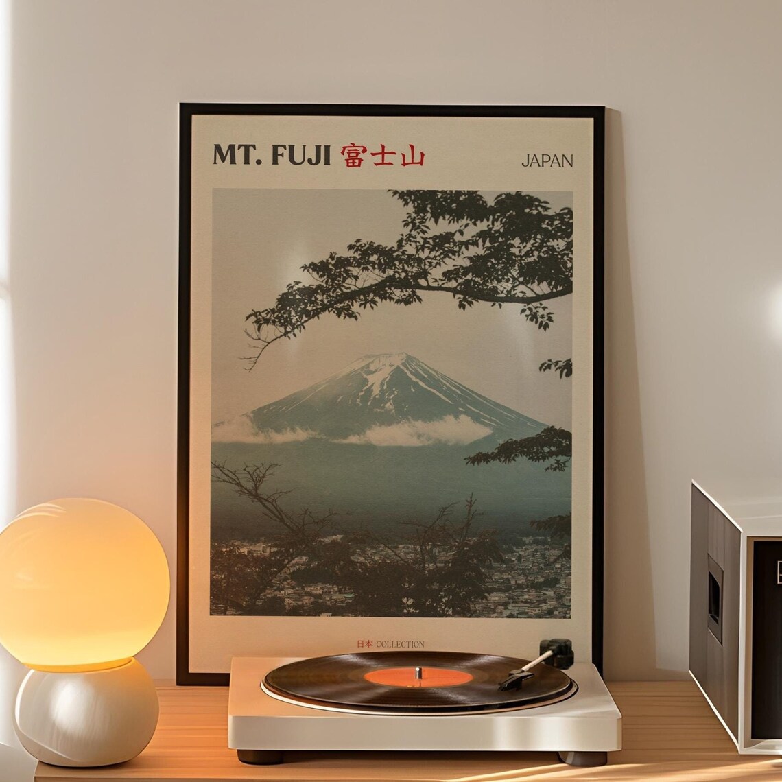 Mount Fuji Japan Retro Travel Poster Snow Capped Peak Scene Art