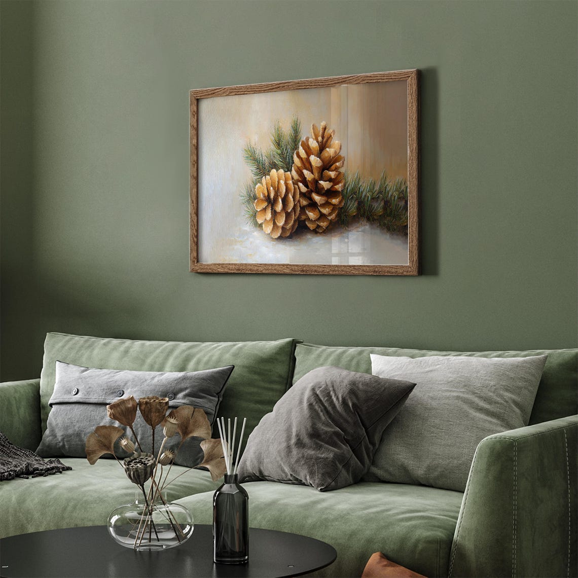 Two Pinecones With Pine Branches Vintage Winter Botanical Art Poster - Image 4