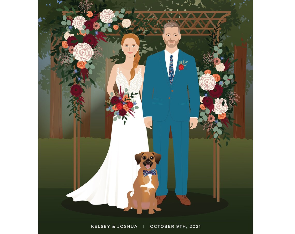 Wedding Portrait, Paper Anniversary Couple Gift