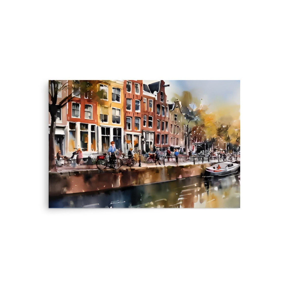 Amsterdam Painting Dutch Cityscape Watercolor Art Print Amsterdam Cityscape Wall Art Holland Travel Poster House In Amsterdam Art Print - Image 3