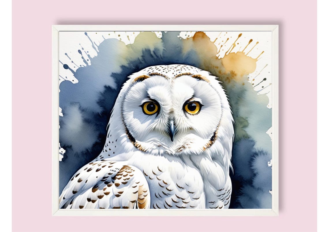 White Owl Painting Owl Watercolor Art Print Night Bird Of Prey Wall Art White Owl Portrait Art Poster Birds Lovers Gifts - Image 6
