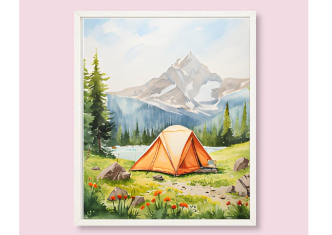 Utah Painting Sundial Peak Watercolor Art Mountain Lake Art Print Tent In The Mountain Artwork Pine Forest Art Watercolor Mountain Landscape - Image 6