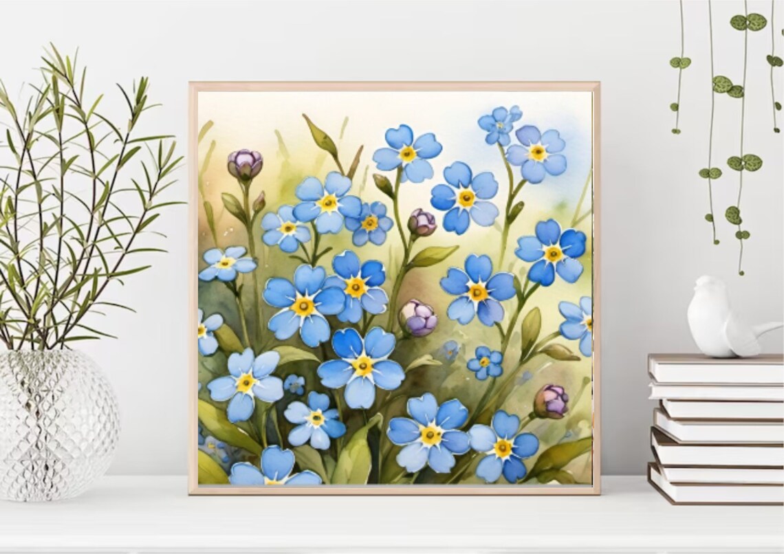 Forget Me Nots Watercolor Botanical Art Print - Image 3