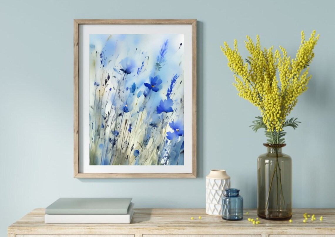 Cornflowers Watercolor Art Print, Botanical Poster - Image 5