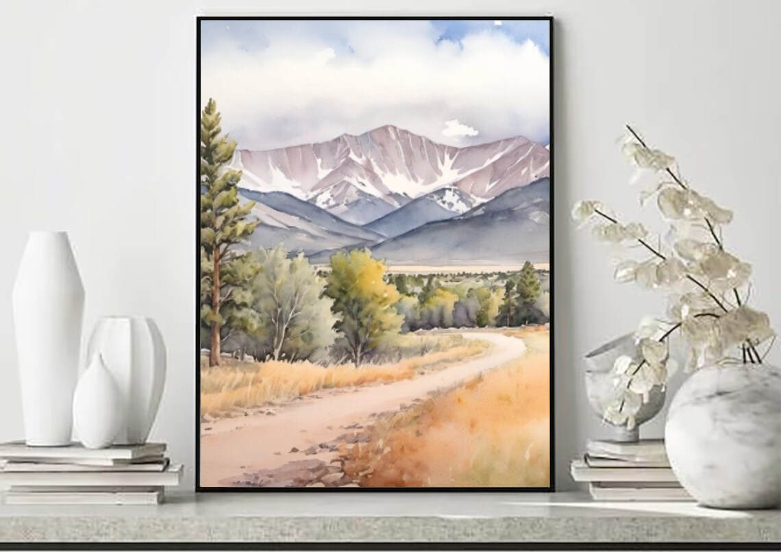 Mount Morrison Colorado Watercolor Landscape Art Print - Image 5