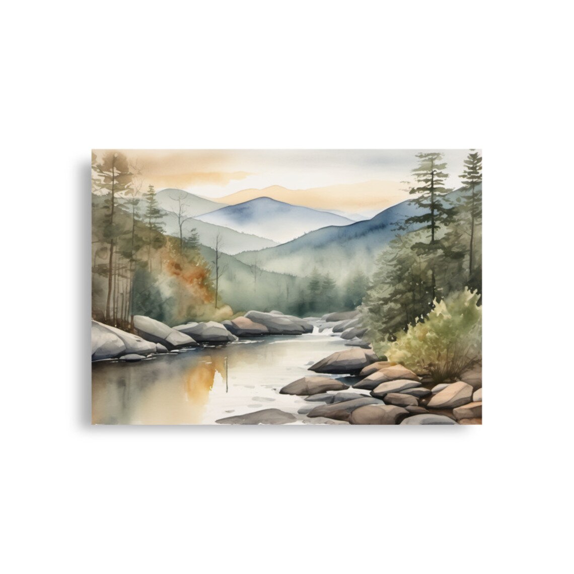 Salmon River Idaho Landscape Watercolor Art Print - Image 2