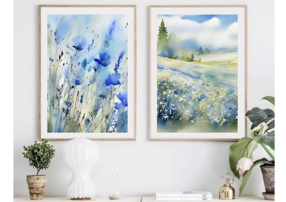 Cornflowers Watercolor Art Print, Botanical Poster - Image 2