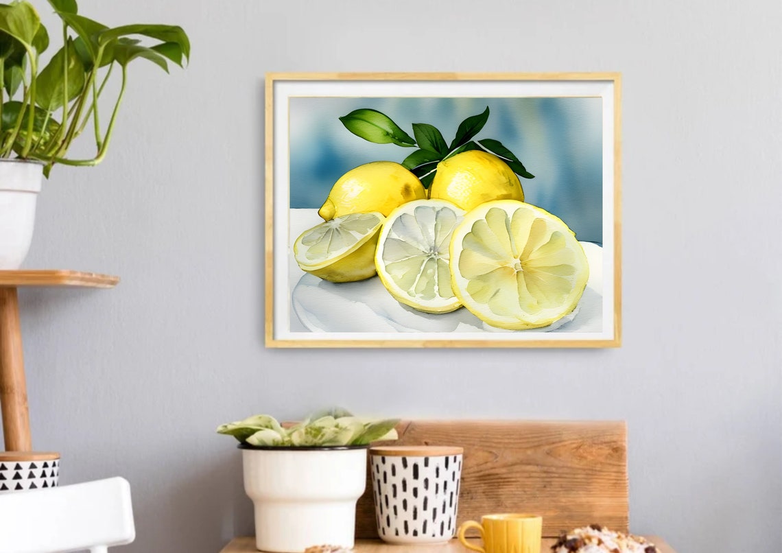 Sliced Lemons Still Life Watercolor for Kitchen Wall Decor Poster - Image 5