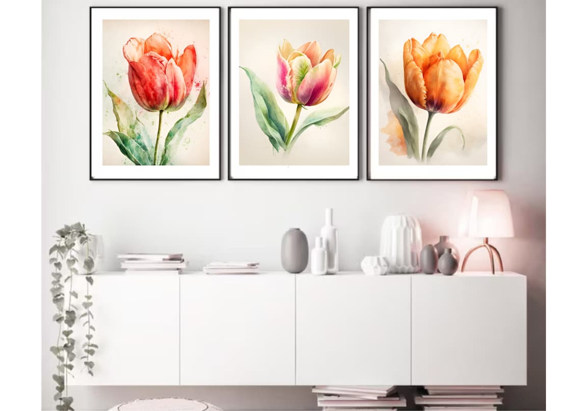 Tulip Watercolor Art Print, Minimalist Floral - Image 4