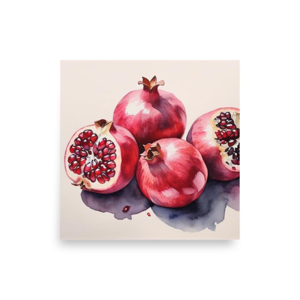 Pomegranate Watercolor Art Print, Farmhouse Kitchen Decor - Image 2