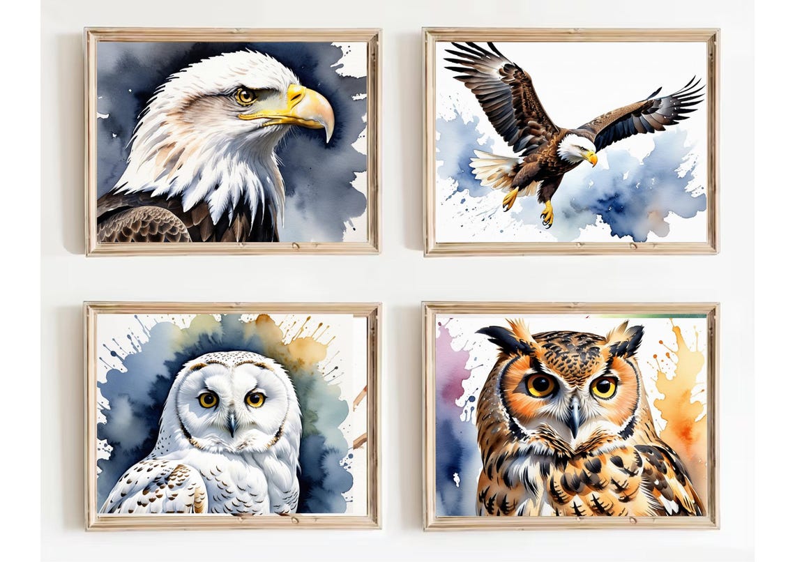 Owl Painting Brown Owl Watercolor Art Print Night Bird Of Prey Wall Art White Owl Portrait Art Poster Birds Lovers Gifts - Image 5