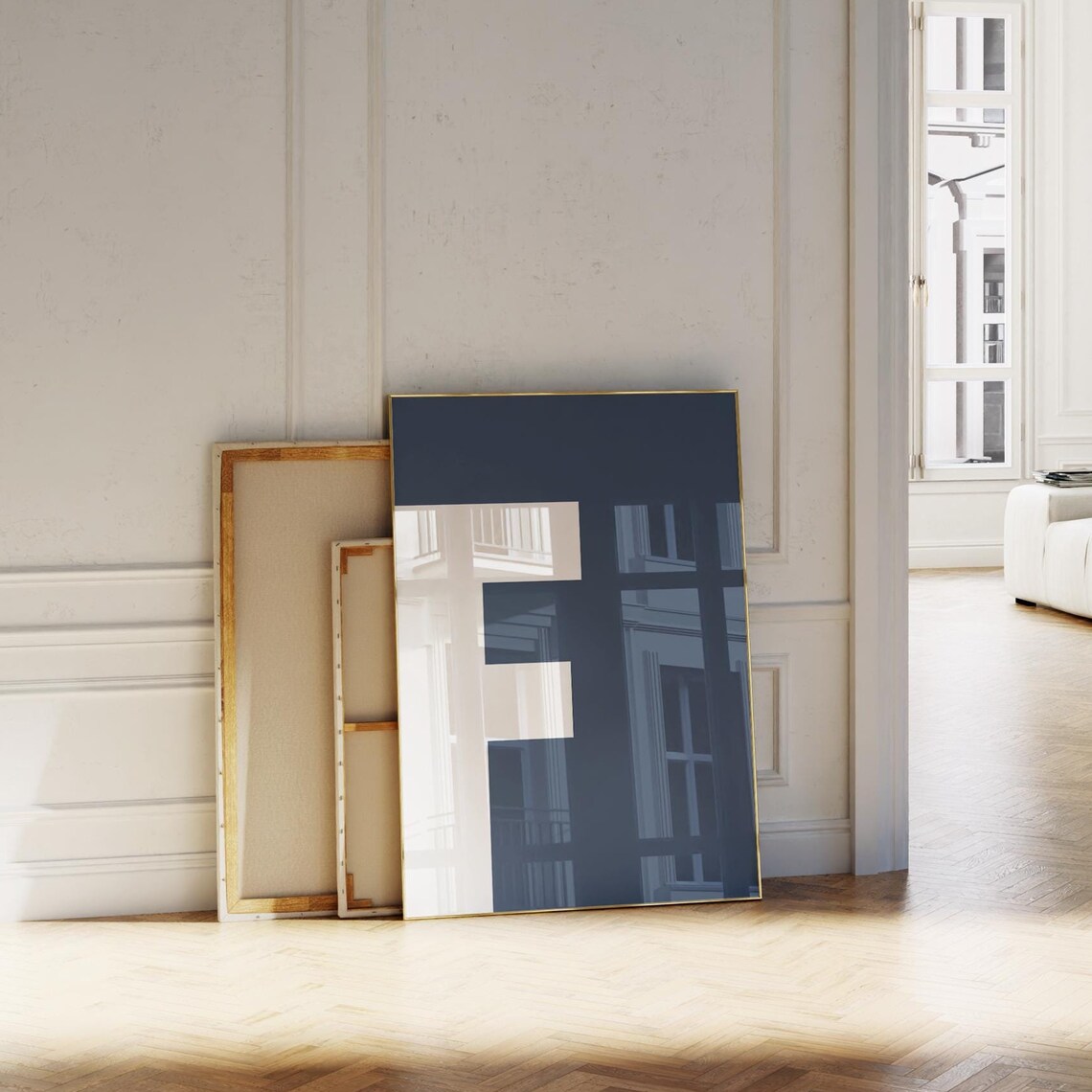 Giant Letter F Bold White Navy Monogram Alphabet Typography Decor Poster