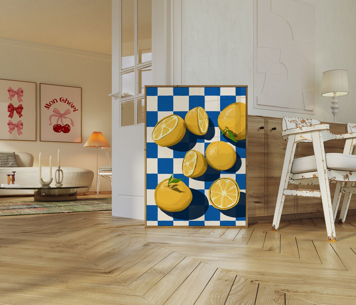 Lemon Fruit Market Abstract Poster, Kitchen Art - Image 2