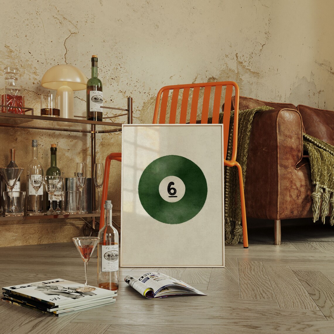 6 Ball Retro Print, Bar Cart Wall Art - Image 3