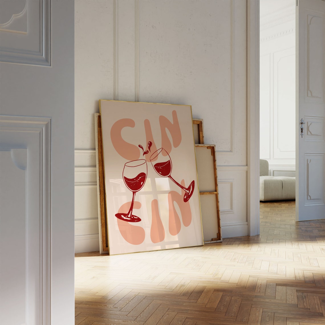 Cin Cin Cheers Wine Glasses Retro Bar Cart Typography Poster - Image 4
