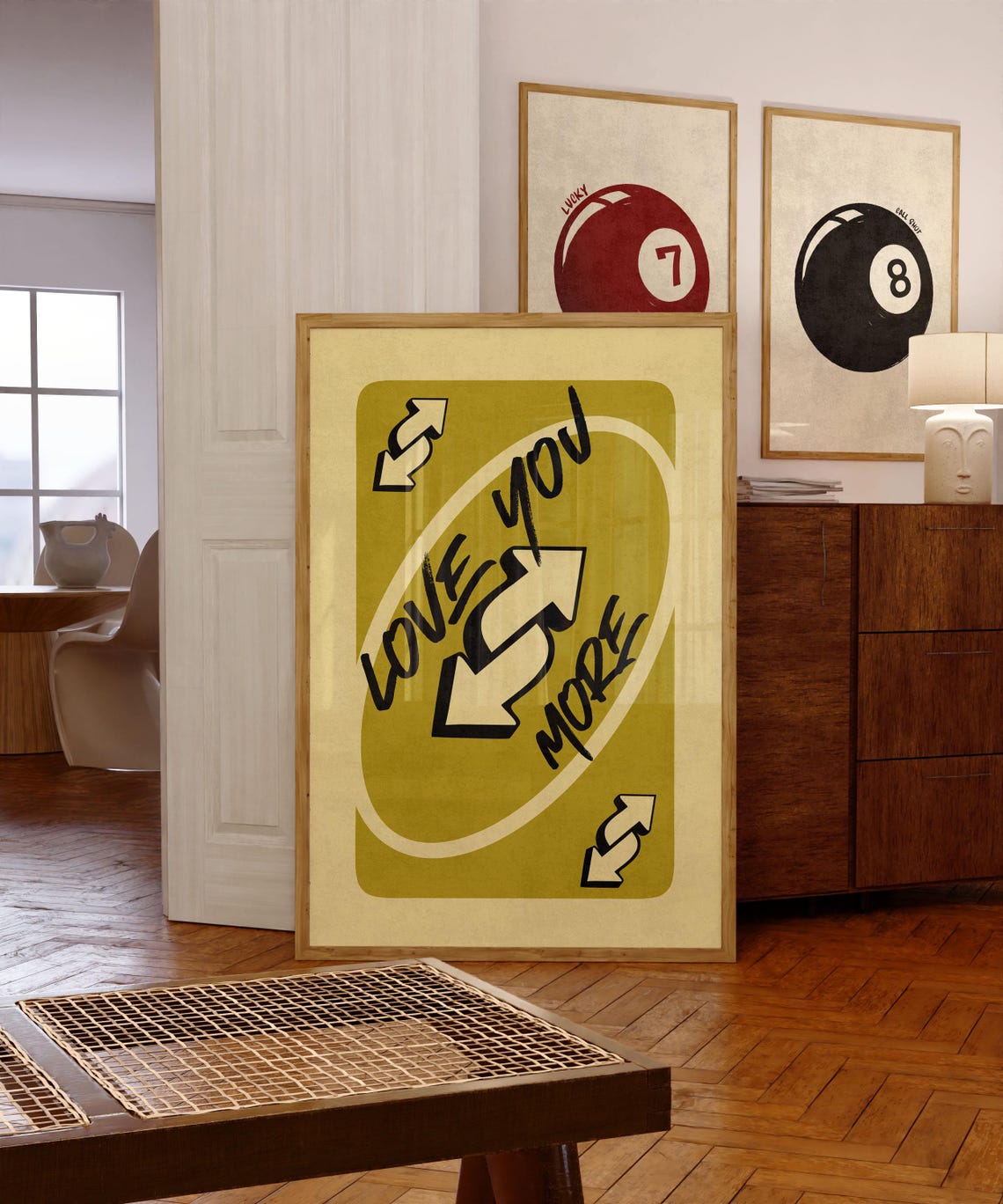 Love You More Green Reverse Playing Card Retro Pop Art Poster - Image 4