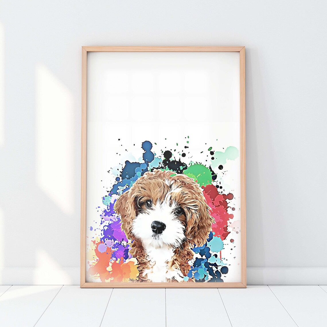 Custom Pet Portrait Splash Art Print, From Photo