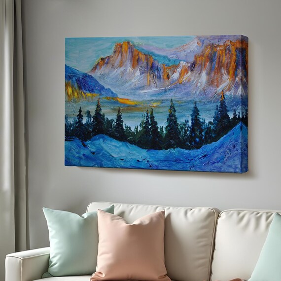 Mountain Forest Landscape Wall Painting Nature Wall Decor Nature Decor Nature Print Landscape Wall Table