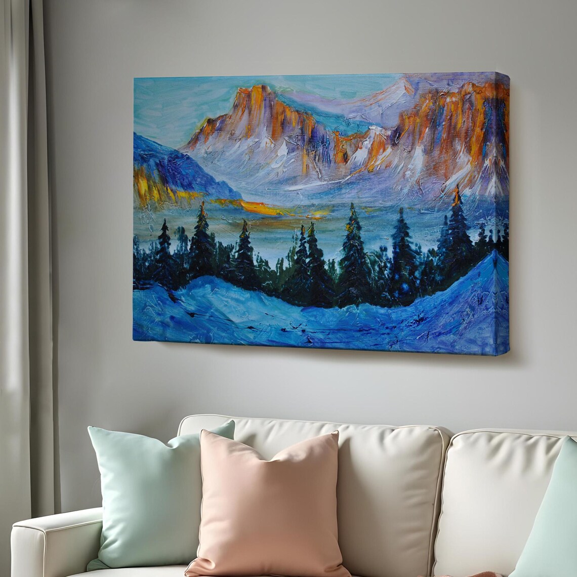 Mountain Forest Landscape Wall Painting Nature Wall Decor Nature Decor Nature Print Landscape Wall Table