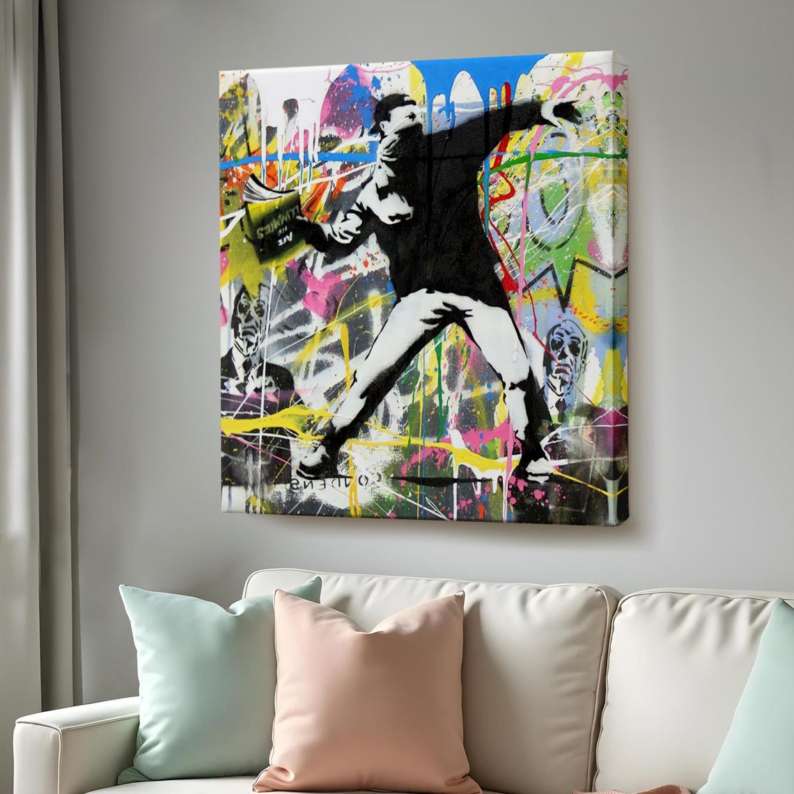 Banksy Flower Thrower Love Is In The Air Graffiti Street Art Poster