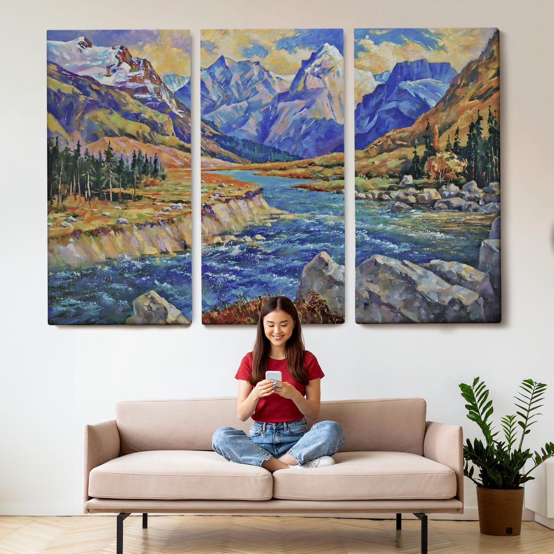 Caucasus Mountains View Oil Painting Style Decorative Art Nature Decor Nature Print Nature Wall Decor - Image 2