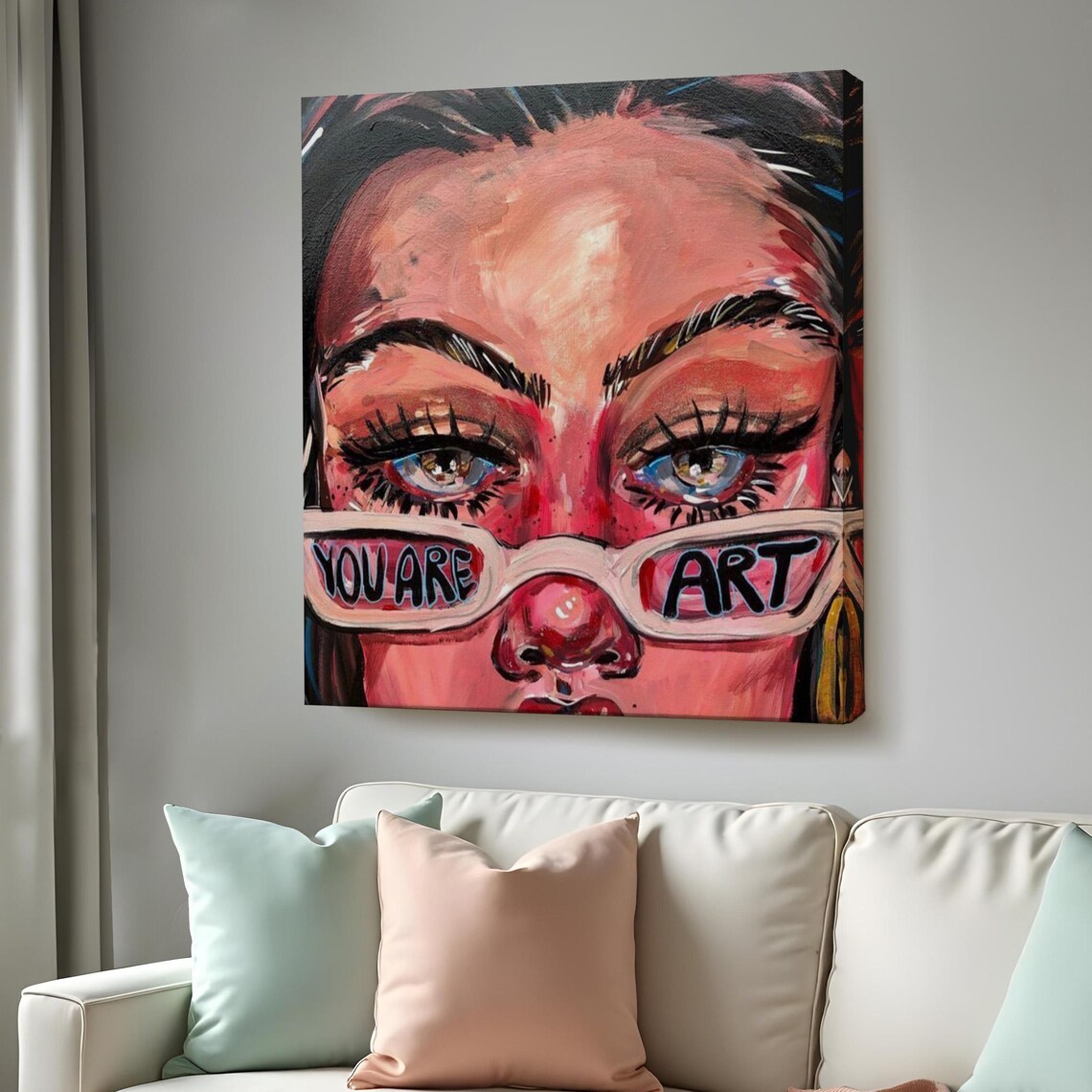 You Are Art Pop Art Woman Portrait Glasses Bold Pink Art Poster
