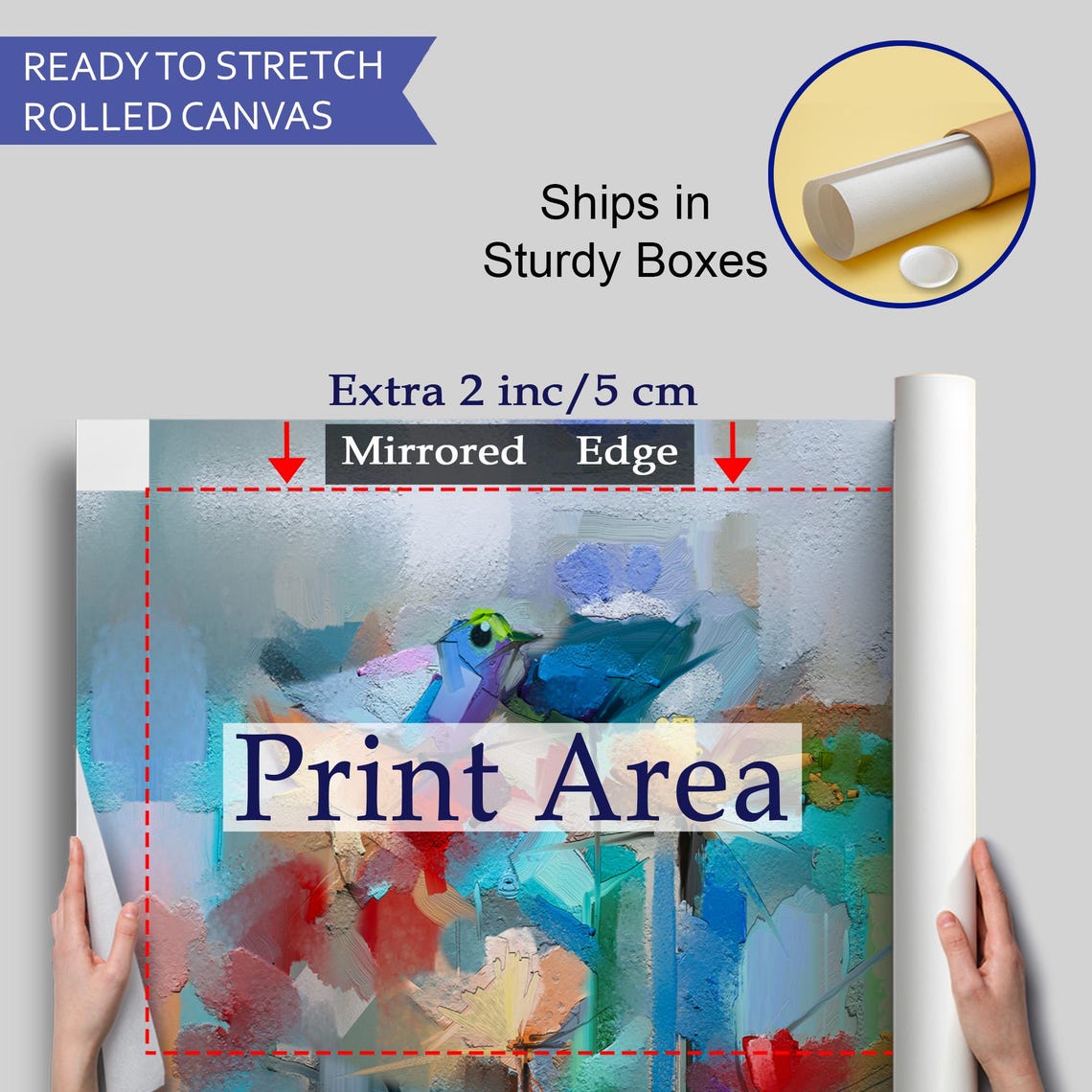 Abstract Flowers Blue Bird Colorful Modern Botanical Art Poster - Image 4