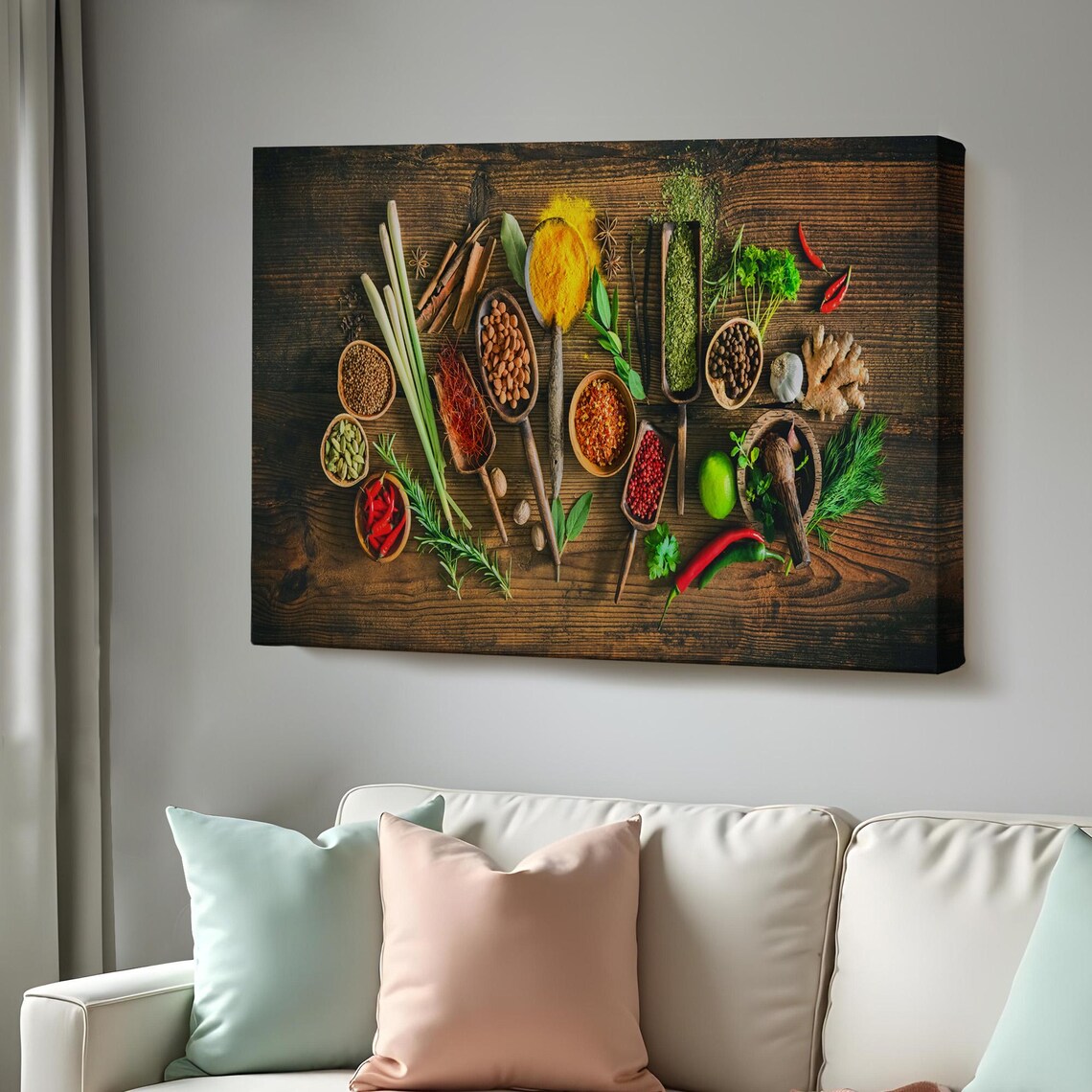 Kitchen Herbs On Cutting Board, Modern Decor