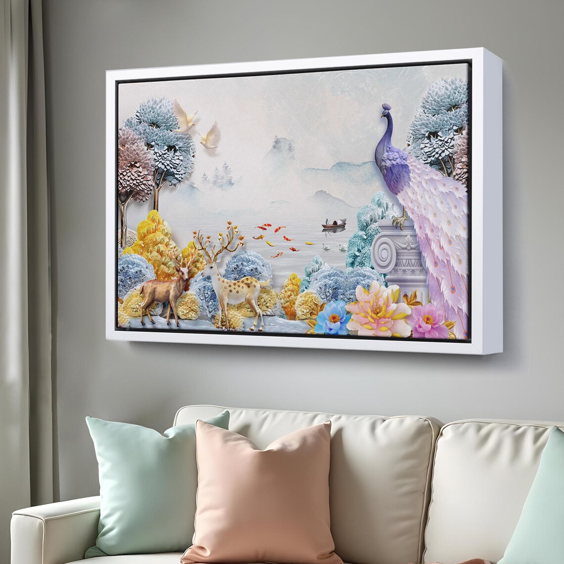Animals In The Forest Decorative Wall Art Large Wall Art Surreal Wall Art Surreal Print Framed Wall Art - Image 3