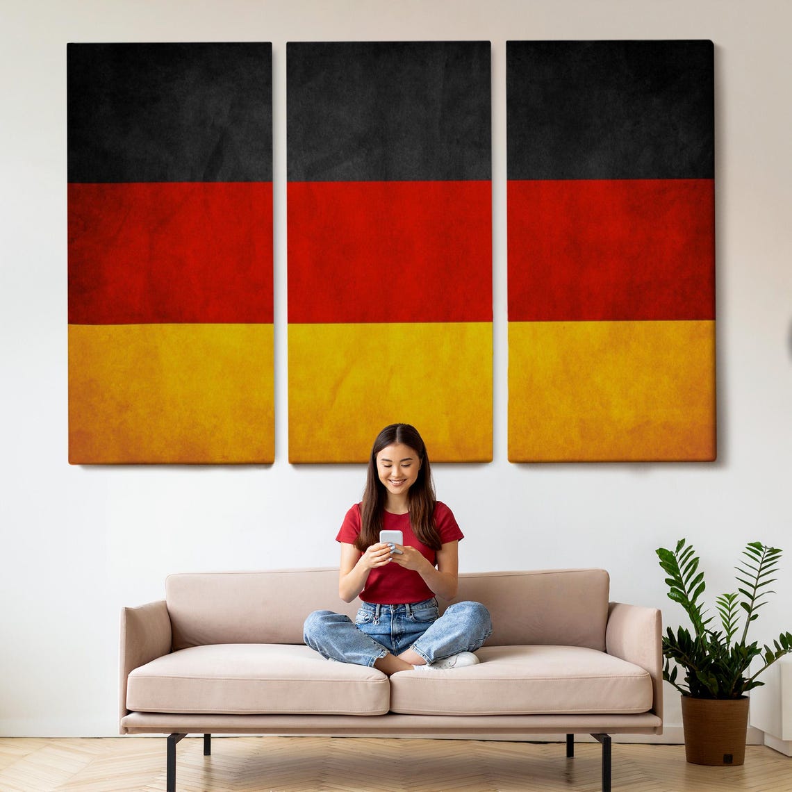 Rustic Weathered German Flag Vintage Black Red Gold Banner Wall Art - Image 2