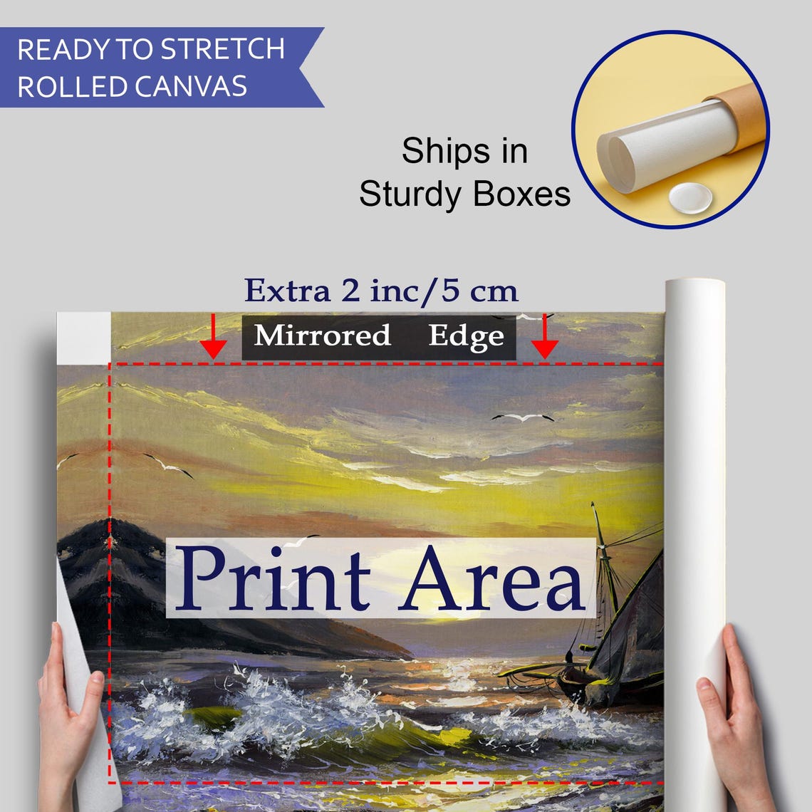 Sailboat Beached at Golden Sunset Waves Seagulls Seascape Art Poster - Image 4