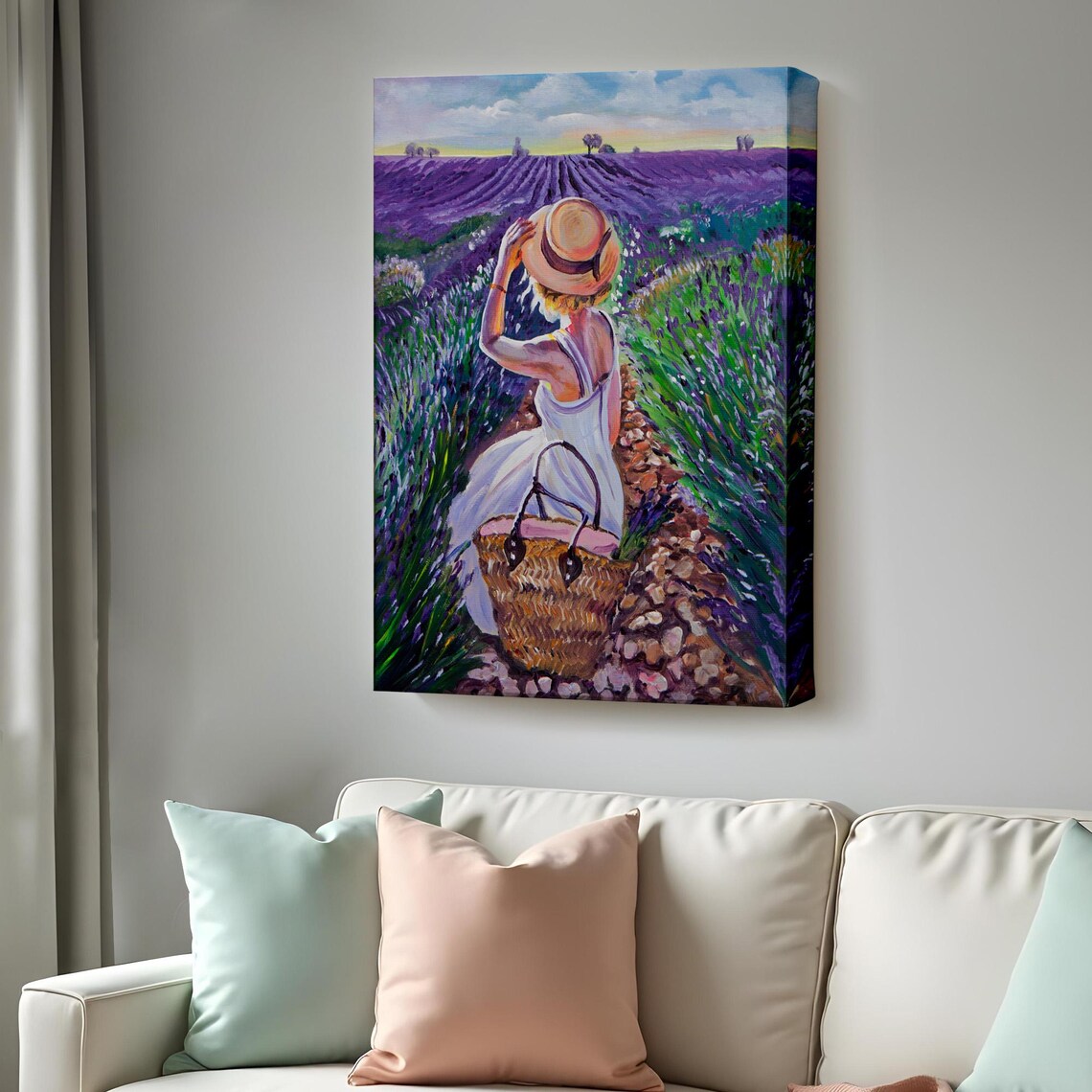 Woman In Straw Hat Lavender Field Provence France Travel Poster